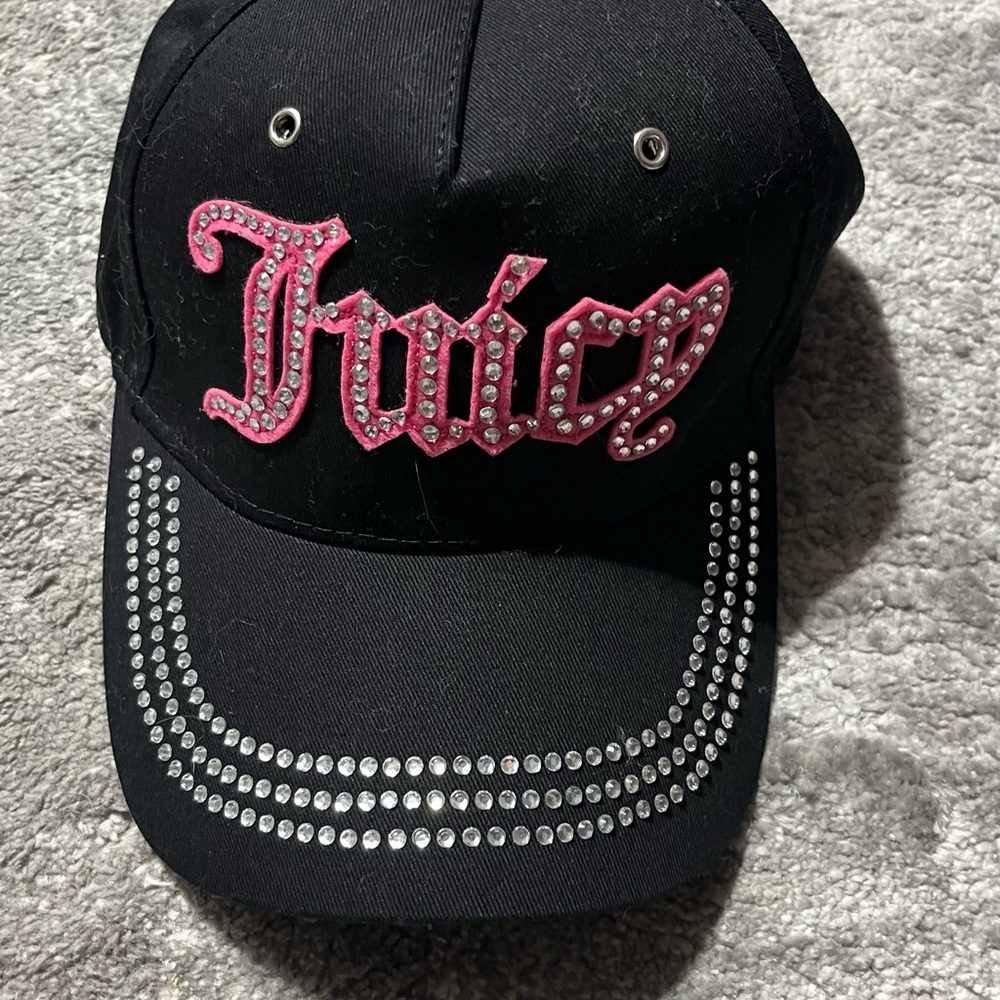 Juicy Couture Black and Pink Rhinestone Hat
